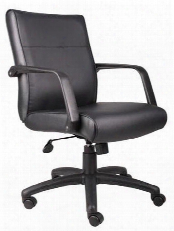 B687 Boss Executive Office Chair Upholstered In Black With Arms Casters & Adjustable Seat