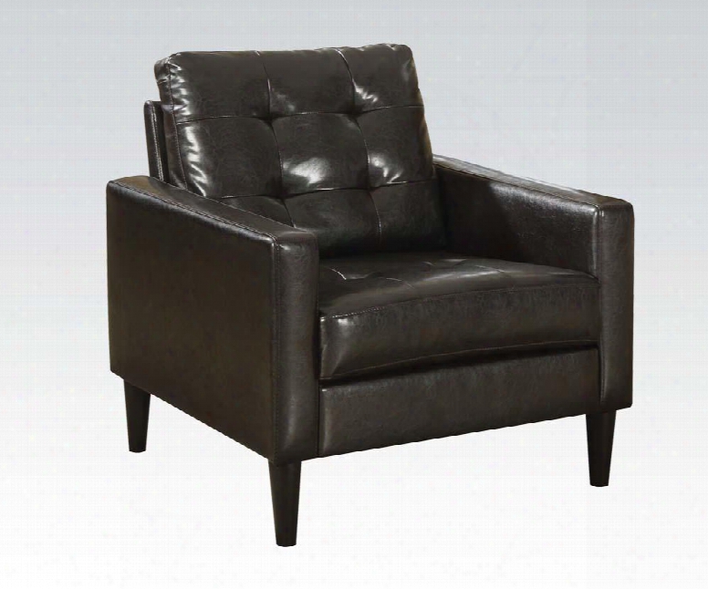 Balin Collection 59046 30" Accent Chair With Tapered Legs Tufted Cushions Track Arms Solid Wood Construction And Pu Leather Upholstery In Espresso