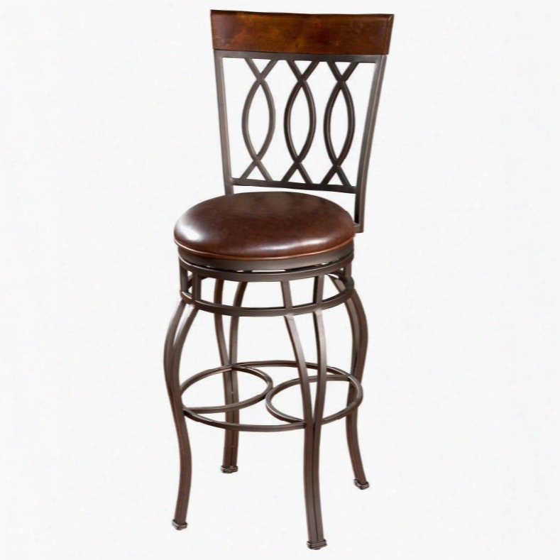 Bella Series 126714pp-l32.2 26" Traditional Leather Counter Stool With 360 Degree Full Bearing Swivel 3" Cushion Adjustable Leg Levelers And Webbed Seating