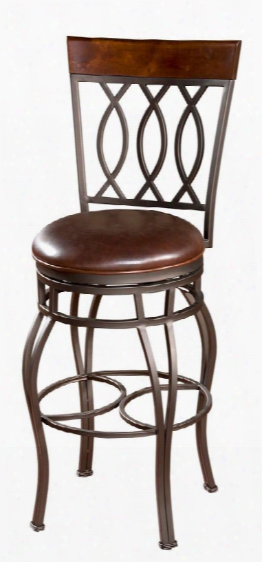 Bella Series 130714pp-l32.2 30" Traditional Bar Stool With With 360 Degree Full Bearing Swivel 3" Cushion Adjustable Leg Levelers And Webbed Seating In