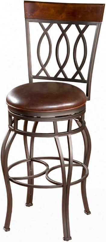 Bella Series 134714pp-l32.2 34" Tall Bar Stool With Full Swivel 3" Cushion And Adjustable Floor Glides In Pepper Finish With Bourbon Leather