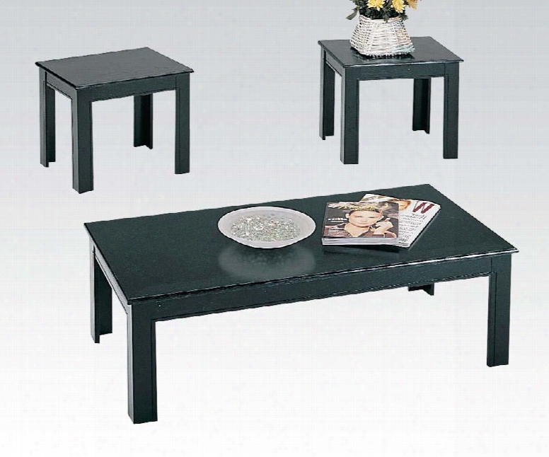 Calico Collection 02168bk 3 Pc Living Room Table Sets With 2 Square End Tables Rectangle Coffee Table And Birch Veneer Materials In Black