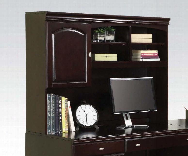 Cape 92030 51" Hutch With 4 Open Storage Shelves 1 Door Cabinet Poplar Wood And Birch Veneer Construction In Espresso