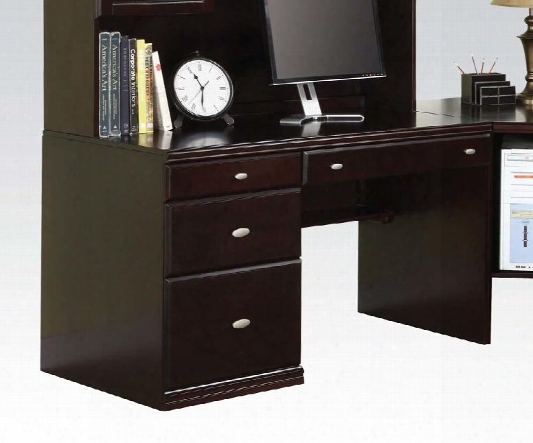 Cappe Collection 92031 51" Office Desk With 3 Drawers Metal Hardware Pull Out Keyboard Poplar Wood And Birch Veneer Materials In Espresso