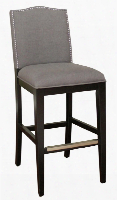 Chase Series 134893blk-smk 34" Transitional Tall Bar Stool With Mortise And Tenon Construction And Adjustable Leg Levelers Finished In Black W Ith Smoke Linen