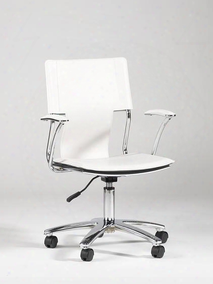 Chintaly 0648-cch-wht 37.48" White Swivel Arm Chair With Pneumatic Gas