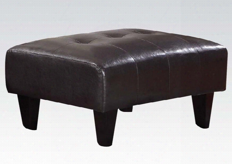 Conrad 57011 31" Ottoman With Tapered Legs Tufted Seat And Bycast Pu Upholstery In Espresso