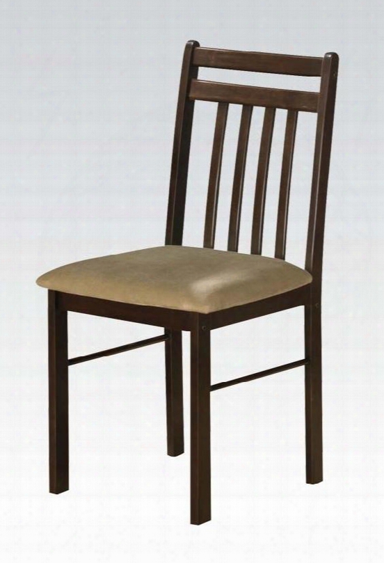Copenhagen Collection 02981 18" Set Of 2 Side Chair With Slat Back Design And Fabric Upholstery In Espresso