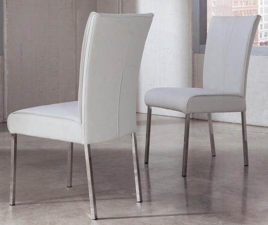 D41003 Baraga Dining Upholstered Side Chair With Stainless Steel Tubular Metal Chair Legs In