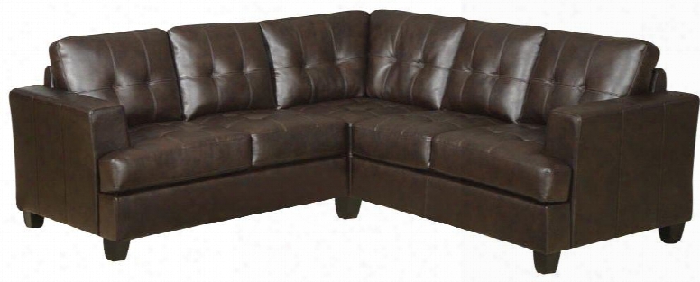 Diamond 50920 Sectional Sofa With Left Arm Facing Loveseat Corner And Right Arm Facing Loveseat In Brown Bonded