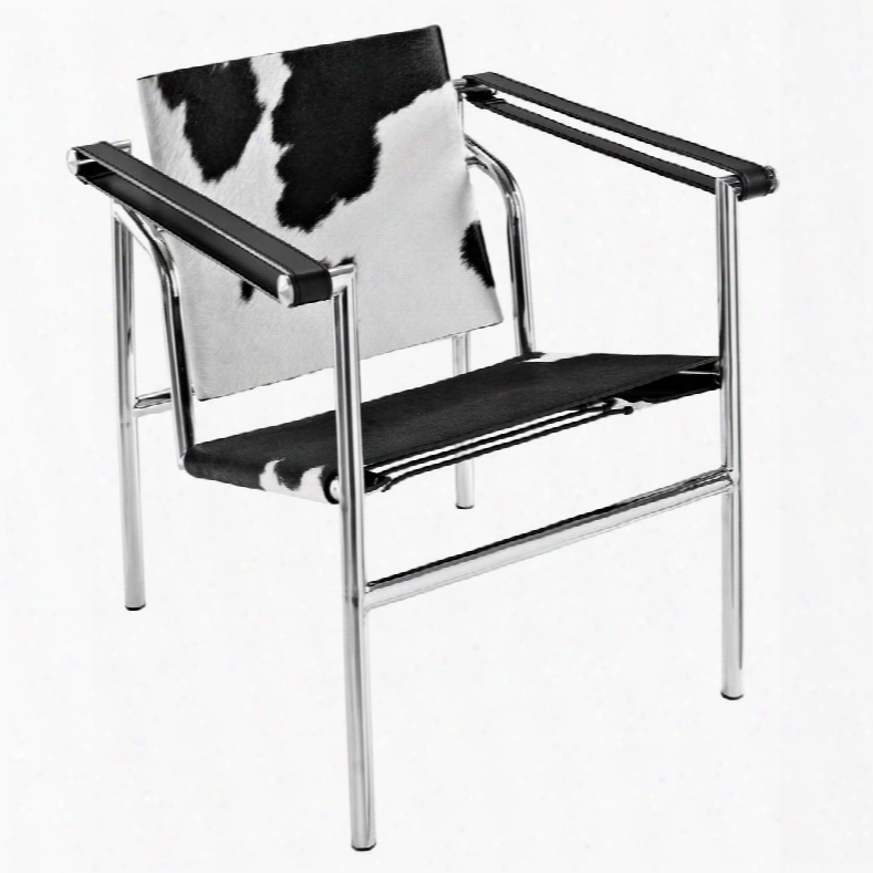 Eei-633-blp Charles Pony Hide Lounge Chair In Black And White