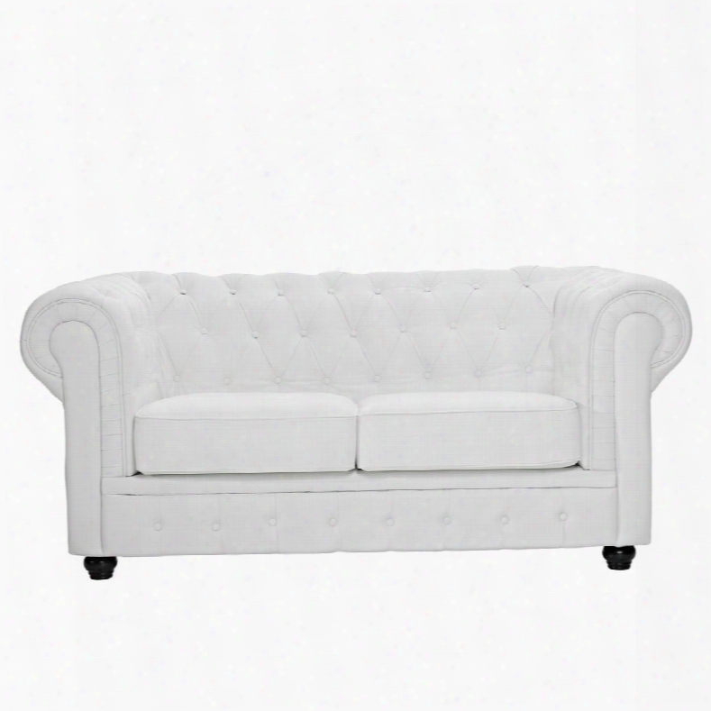 Eei-700-whi Chesterfield Loveseat In White