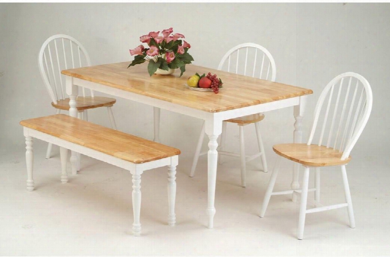 Farmhouse Collection 02247nw 60" Rectangular Dining Table With 70mmm Turned Legs 70mm Apron Rubberwood And Chipboard Construction In Natural And White