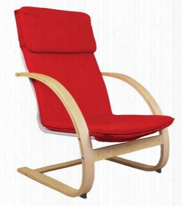 G6468 Teacher's Red Classroom Rocker With Powder Coated Steel Frame Red Canvas Upholstery And Natural Wood