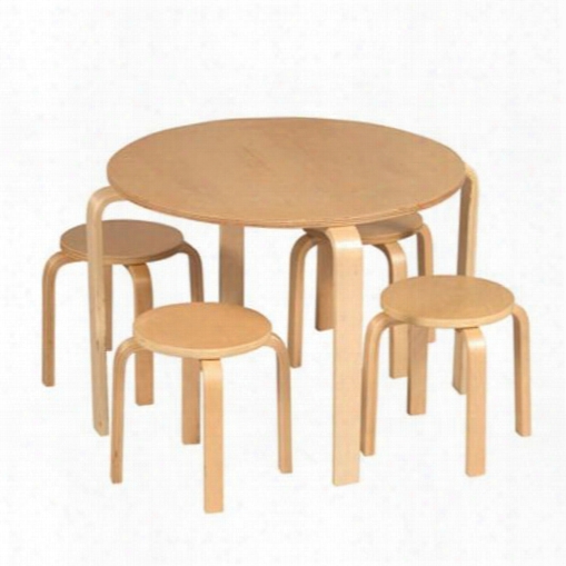 G81045 Nordict Able & Chairs Set With 4 Chairs In Natural Light Wood