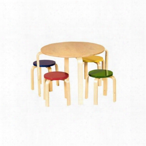 G81046 Nordic Table & Chairs Set With 4 Chairs In Bright Multi-color