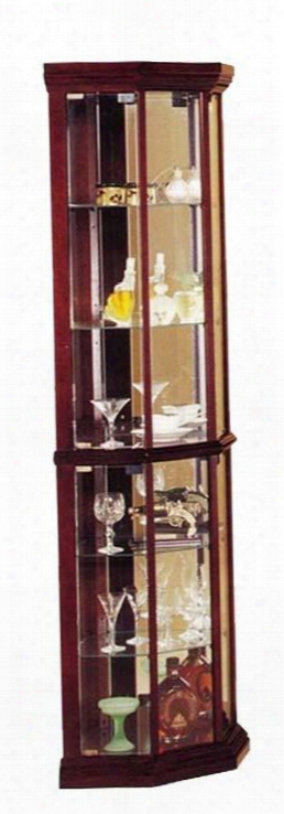 Huxley 02347 16" Corner Cabinet With 6 Tiers 4 Panel Glass Doors Glass Shelves Touch Opening Magnetic Hardware And Selected Hardwood Construction In Cherry