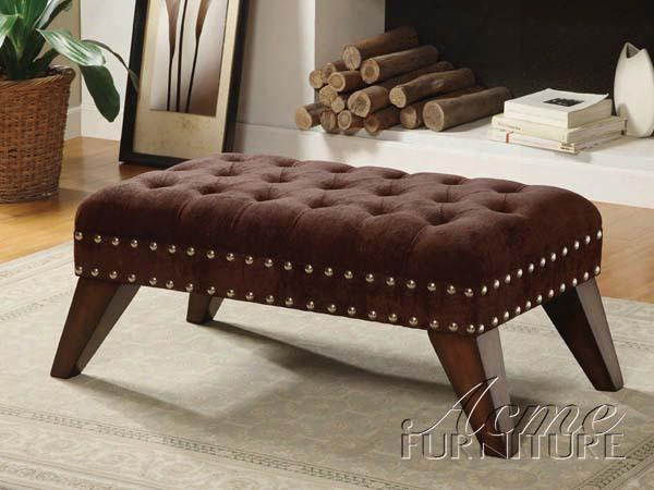 Jovita 10076 Bench With Button Tufted Seat And Microfiber Upholstery In Chocolate