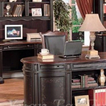 Ka6193ch Kahlua Credenza And Hutch Inn A Pair Tone Black And Dark Cherry