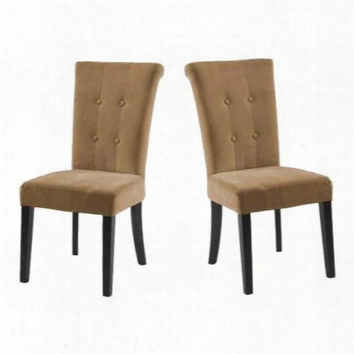 Lc3142simfto Set Of 2 Tuxford Side Chairs With Button-tufting Detail And Tobacco Fabric