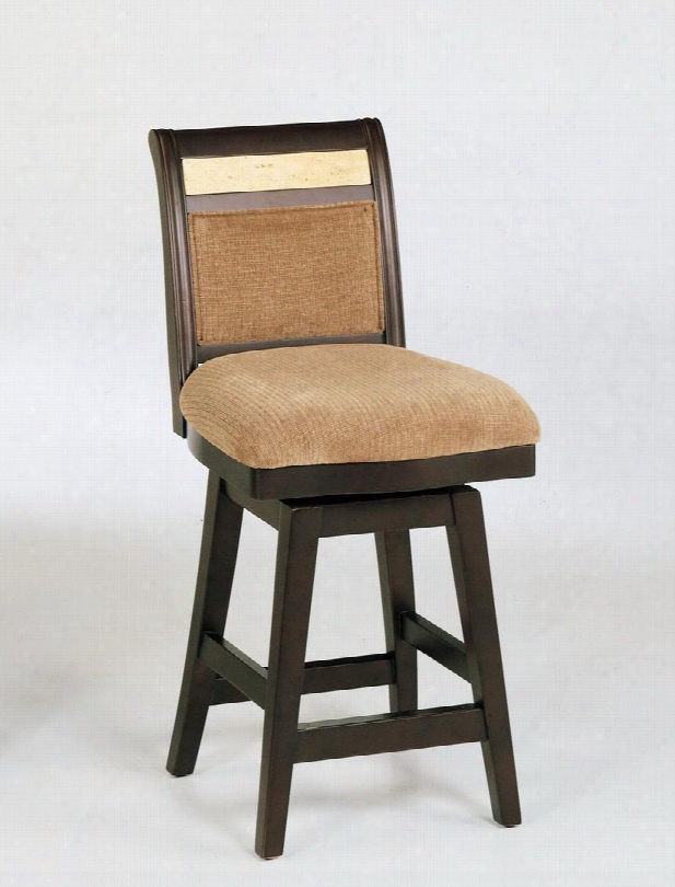 Lcb385swbabe26 26" Counter High Swivel Barstool With Espresso Wood Frame And Fabric Upholstery With Corallo Marble In Beige