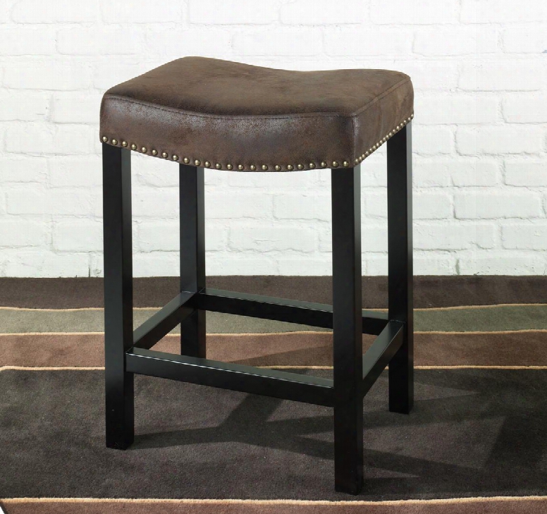 Lcmbs013bawr30 Tudor Backless 30 Stationary Barstool Covered In A Wrangler Brown Fabric With Nailhead Accents.