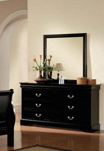 Louis Philippe Collection 00435 60" Dresser With 6 Drawers Bracket Fee Tand Metal Hardware In Black