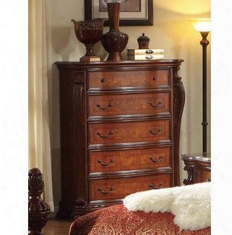 Luxor Luxor-ch  44" Traditional 5-drawer Chest With Hand Carved Details Decorative Hardware And Moldings In Cherry