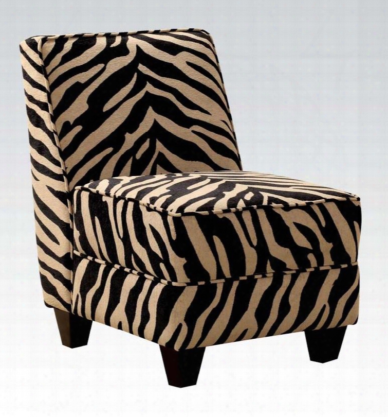 Makala 10070 24" Accent Chair Iwth Tapered Legs Solid Wood Frame And Fabric Upholstery In Zebra