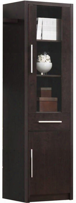 Malloy Collection 02476 21" Cabinet With 1 Drawer 2 Doors 3 Shelves Metal Hardware Hollow And Chipboard Materials In Espresso