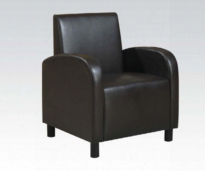 Maxie Collection 59052 28" Accent Chair With Solid Wood Frame Curved Arms And Pu Leather Upholstery In Black