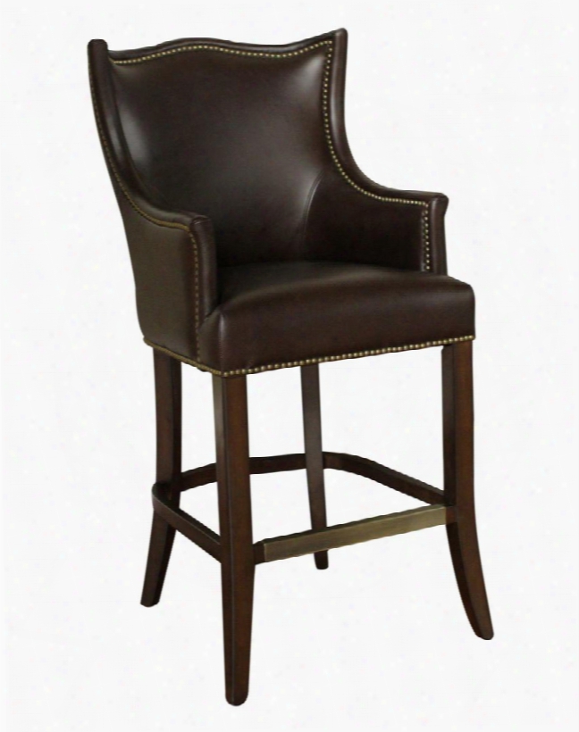 Montoya Series 130887sr 30" Traditional Bar Stool With Mortise And Tenon Construction And Adjustable Leg Levelers Finished In Sierra With Porter Brown Genuine