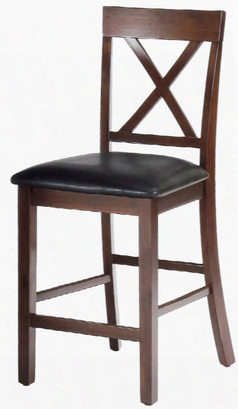 Olsen Collection 439-bs103kd 40" X-back Pub Stool With Solid Asian Hardware Oak Veneer Faux Leather And Casual Style In Oak
