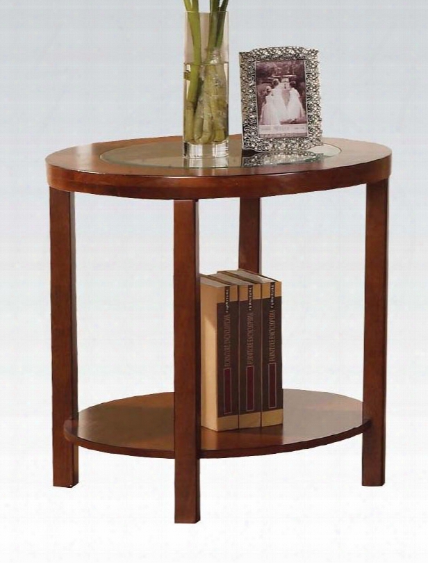 Patia Collection 00402 24" End Table With Tempered Glass Top Bottom Shelf And Poplar Wood Construction In Cherry
