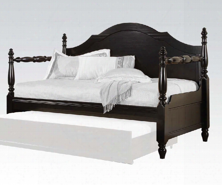 Poster Collection 12080 Daybed With Decorative Finials Pumpkin Bun Feet Curved Crown Molding And Wood Construction In Black
