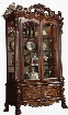 Dresden Collection 12158 51" Curio Cabinet with 2 Glass Doors 3 Glass Shelves 1 Drawer Carved Apron and Medium-Density Fiberboard (MDF) in Cherry Oak