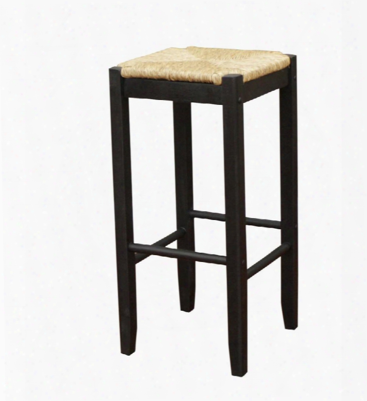 Rattan Series 124883blk 24" Transitional Backless Wooden Counter Stool With Comfortable Seat And 1 Year Manufacturers Warranty Finished In Black With Natural