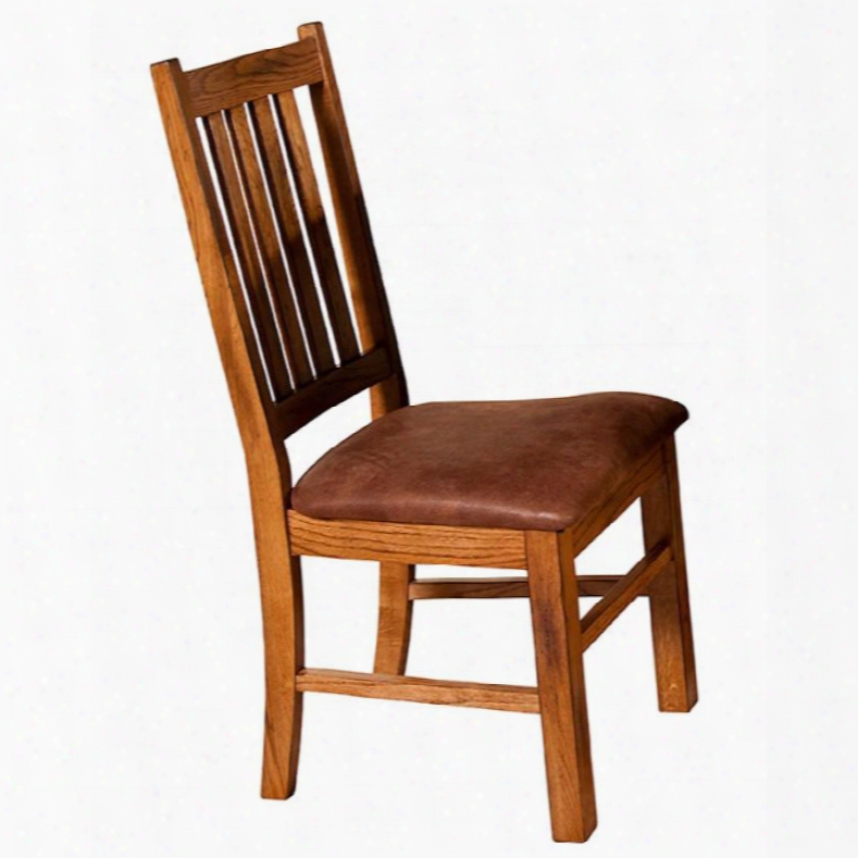 Sedona Collection 1404ro-ct 39" Slatback Chair With Microfiber Cushion Seat And Stretchers In Rust Ic Oak