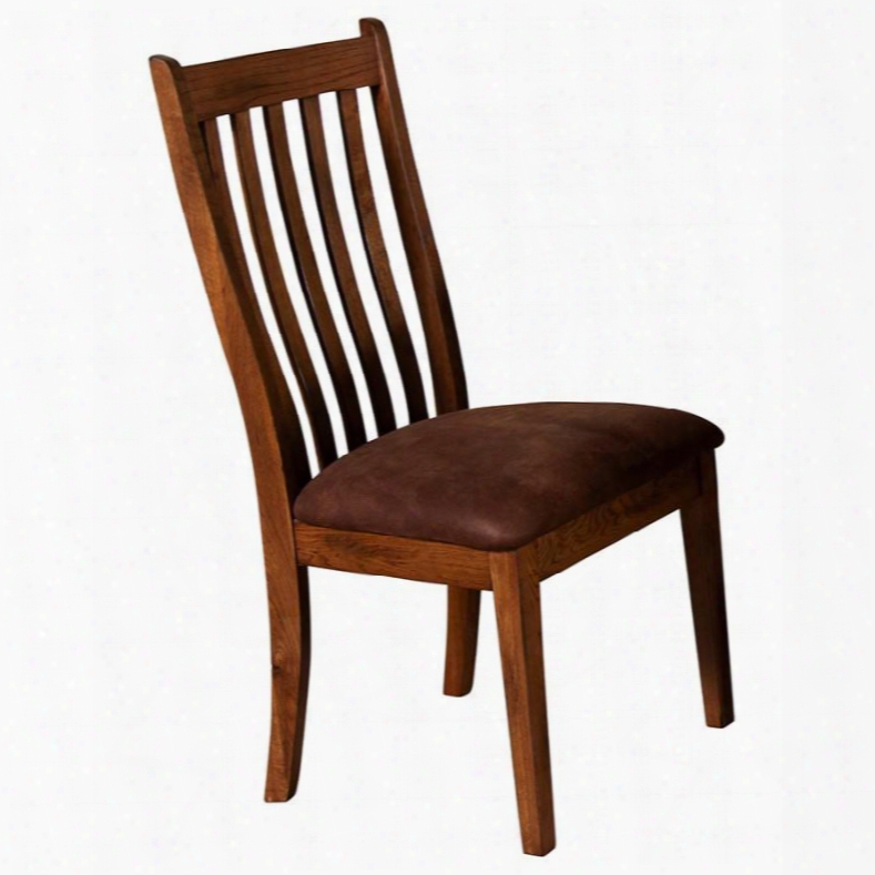 Sedona Collection 1408ro-ct 38" Slatback Chair With Microfiber Cushioned Seat And Tapered Legs In Rustic Oak