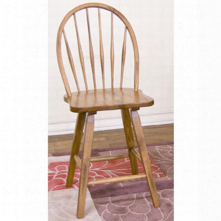 Sedona Collection 1818ro 43" Bowback Stool With Wooden Seat Hoopback And Stretchers In Rustic Oak