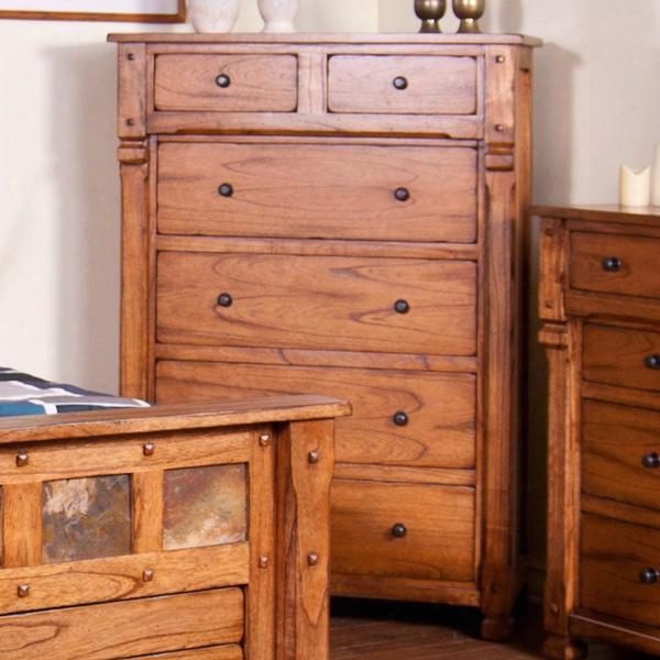 Sedona Collection 2322ro-c 60" Chest With 6 Drawers Hideaway Drawer And Full Extension Glides In Rustic Oak