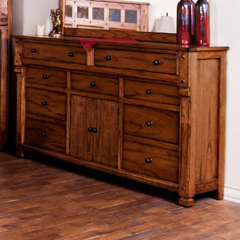 Sedona Collection 2322ro-d 70" Dresser Witt H9 Drawers Natural Slate Accents And 2 Doors In Rustic Oak