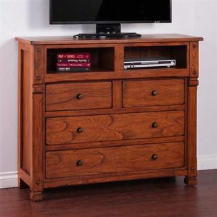 Sedona Collection 2322ro-mc 52" Media Chest With 4 Drawers Full Extension Glides And Distressed Detailing In Rustic Oak