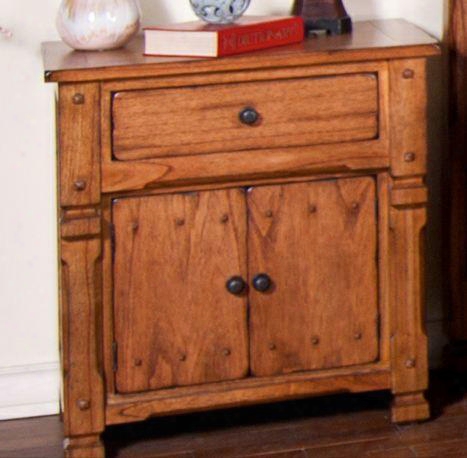 Sedona Collection 2322ro-n 29" Nightstand With Natural Slate Drawer And 2 Doors In Rustic Oak