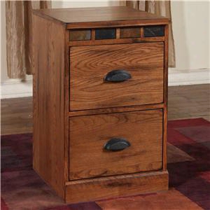 Sedona Collection 2863ro-f 19" File Cabinet With 2 Drawers Slate Accents And Distressed Detailing In Rustic Oak