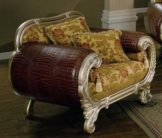 St3300c Strasbourg Chair With Leather In Silver And Gold