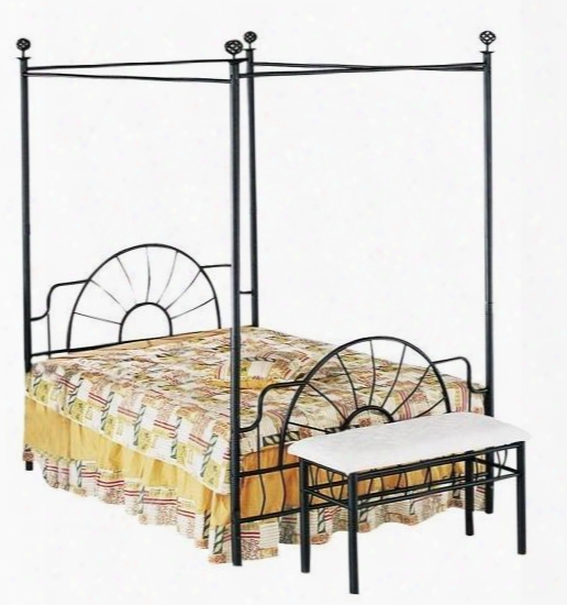 Sunburst Collection 02084f Full Size Headboard Footboard And Canopy (rail Not Included) In Sandy Black