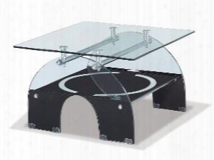 Th868et Glass S-shaped End Table With Under
