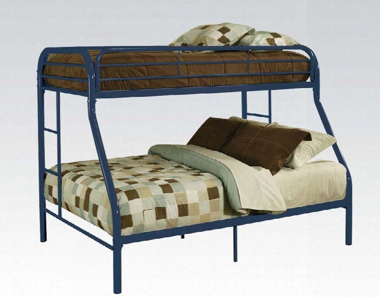 Tritan Collection 02053nv Twin/full Bunk Bed With 2 Built-in Ladders Metal Tube Construction And Full Length Guard Rails In Navy