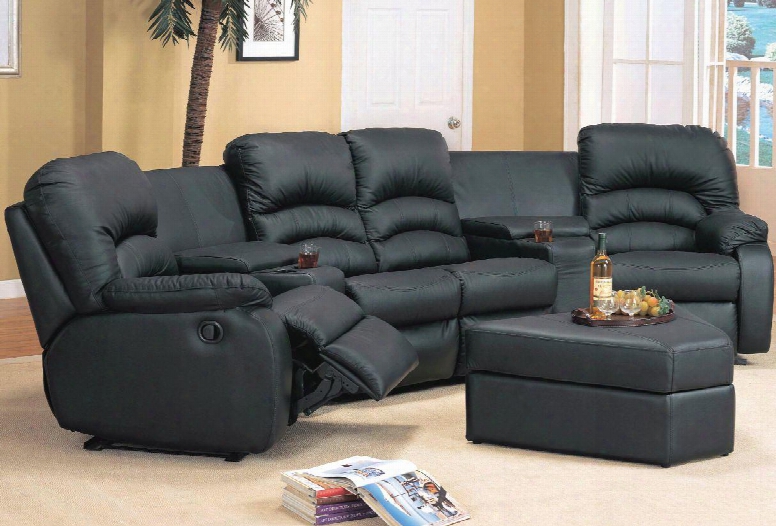 Ve4001br Ventura 4 Piece Bonded Leather Set 2 Recliner Chairs Love Seat And Ottoman In